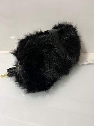 Borsetta pelliccia sintetica nera tracolla