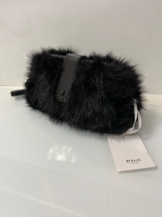 Borsetta pelliccia sintetica nera tracolla