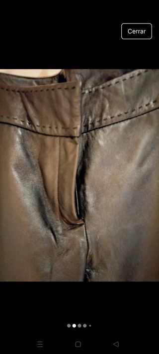 Pantalón de Piel genuina. Mango. Negro Talla M.