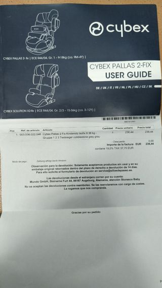 Silla Cybex Pallas 2 Fix