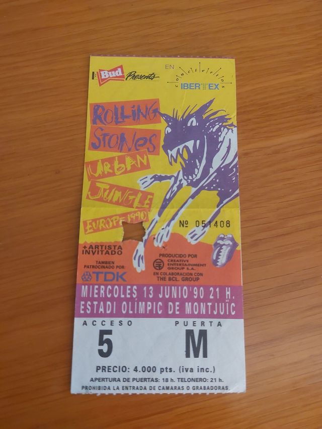 Entrada Rolling Stones Urban Jungle 1990