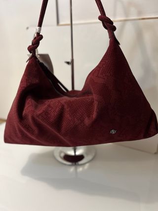 Borsa a tracolla bordeaux effetto pitone