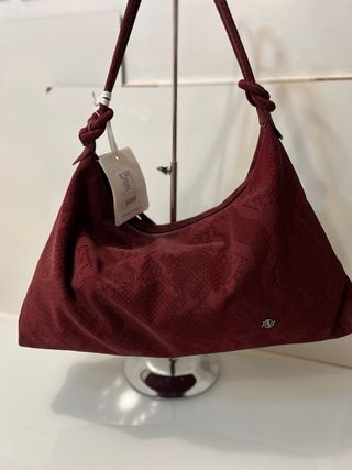 Borsa a tracolla bordeaux effetto pitone
