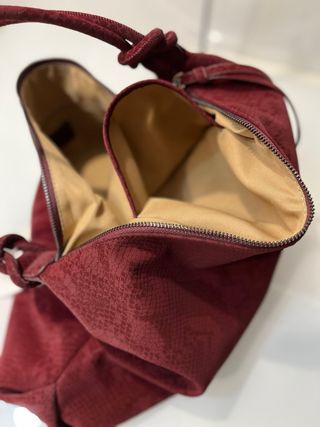 Borsa a tracolla bordeaux effetto pitone