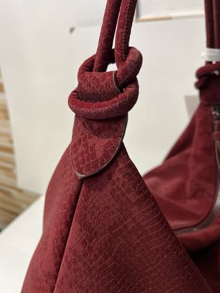 Borsa a tracolla bordeaux effetto pitone