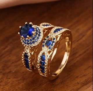 Anillo de compromiso oro azul