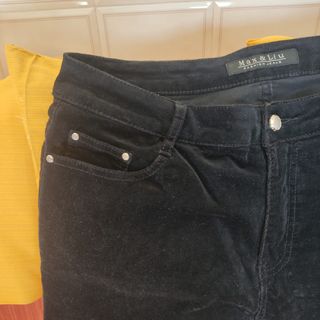 Max & Liu Pantalone Velluto Nero Donna Tg 50 IT