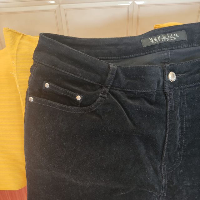 Max & Liu Pantalone Velluto Nero Donna Tg 50 IT