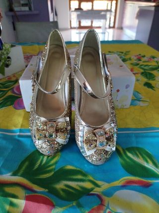 Scarpe bambina glitter oro