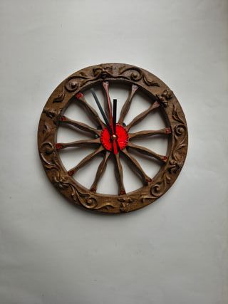 Orologio Ruota Carrettino Siciliano in Legno