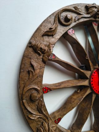 Orologio Ruota Carrettino Siciliano in Legno