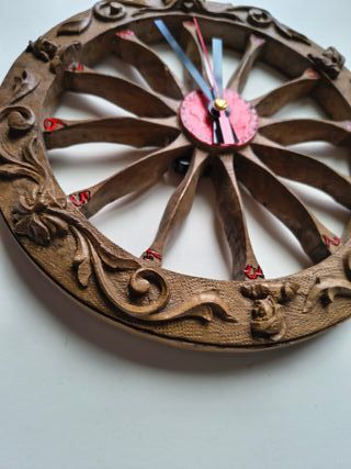 Orologio Ruota Carrettino Siciliano in Legno
