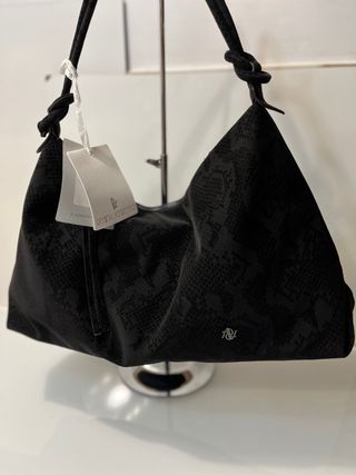 Borsa Regina Schrecker nera effetto pitone