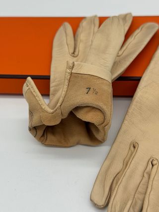 Guantes Hermes Beige Cuero