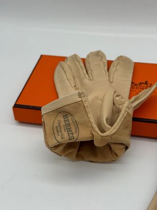 Guantes Hermes Beige Cuero