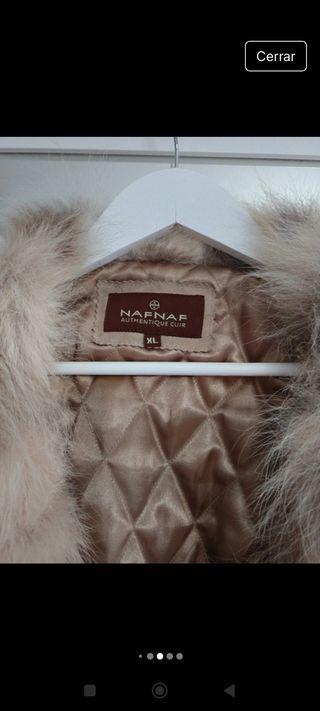Chaquetón de zorro beige y marrón