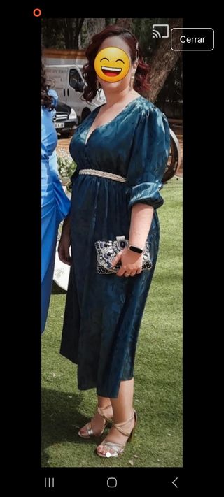 Vestido premamá y lactancia verde botella satinado