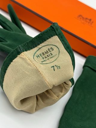 Guantes Hermes Verdes con Hebilla Dorada