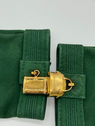 Guantes Hermes Verdes con Hebilla Dorada