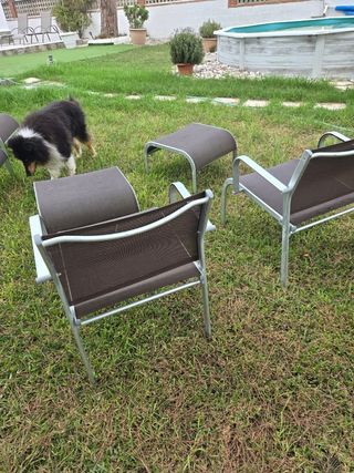 Juego de 6 Sillas y 6 Reposapiés Jardín