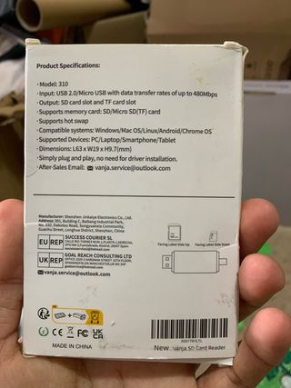 Lector de Tarjetas Vanja TF/SD a USB A/Micro USB