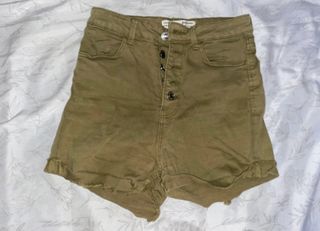 Pantalones cortos de vestir mujer beige y verde