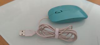 Ratón óptico USB azul pastel