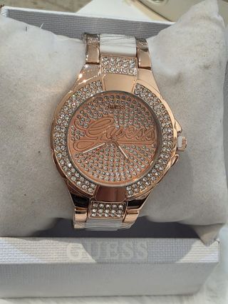 Reloj Guess Rosa Oro Pedrería Resistente Agua