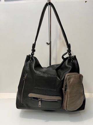 Borsa a tracolla nera e marrone