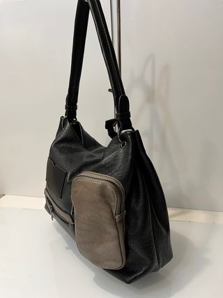 Borsa a tracolla nera e marrone