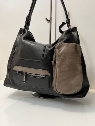 Borsa a tracolla nera e marrone