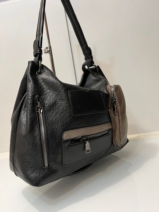 Borsa a tracolla nera e marrone