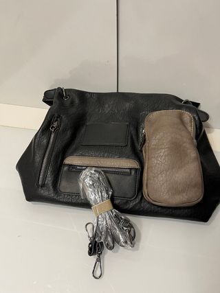 Borsa a tracolla nera e marrone