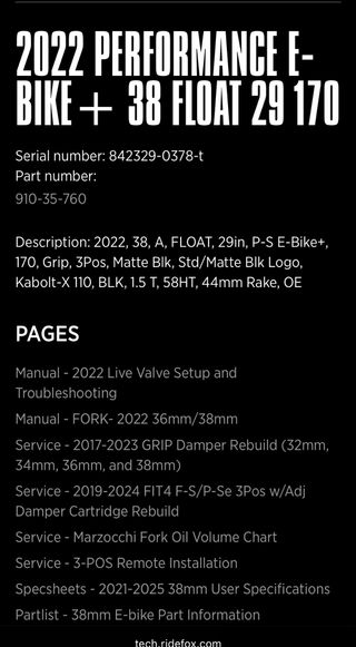 Horquilla FOX 38 performance 29” 
E-Bike 170mm