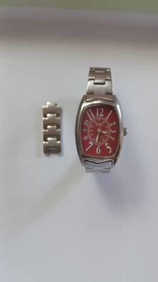 Reloj Casio Mujer Esfera Roja Acero LTP-1208D