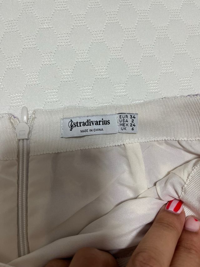 Falda a cuadros morada y blanca Stradivarius