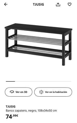 Banco zapatero negro - Muy buen estado