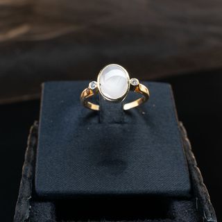 Anillo Oro Blanco Zafiro y Brillantes
