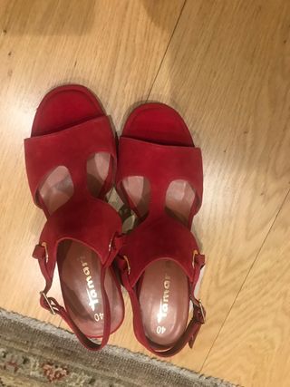 Sandalias TAMARIS Piel Roja Talla 40