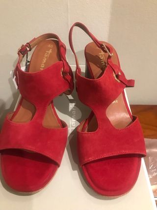 Sandalias TAMARIS Piel Roja Talla 40