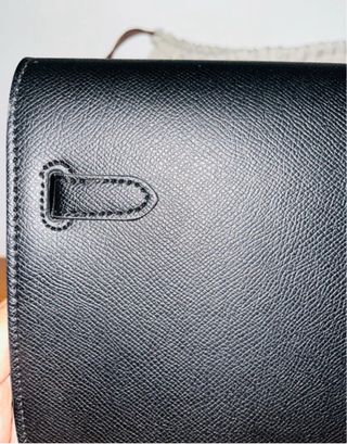Pochette Hermès Kelly Dépeches in pelle Epsom nera