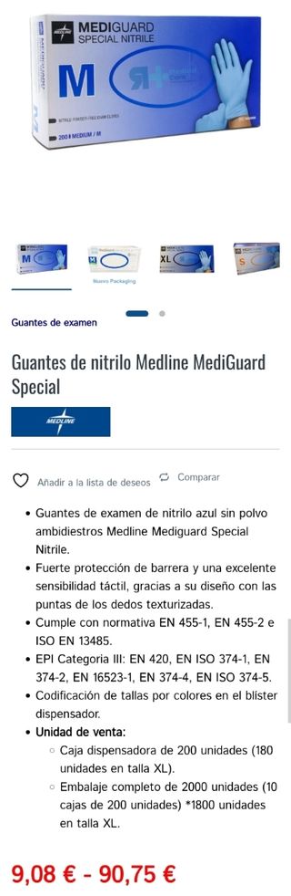 Guantes Mediguard Nitrilo Talla M (200 uds)