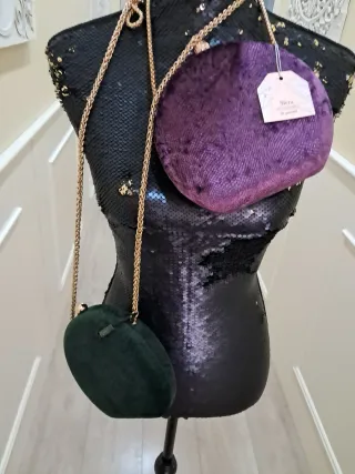 Bolsos de hombro cuero azul, morado, verde