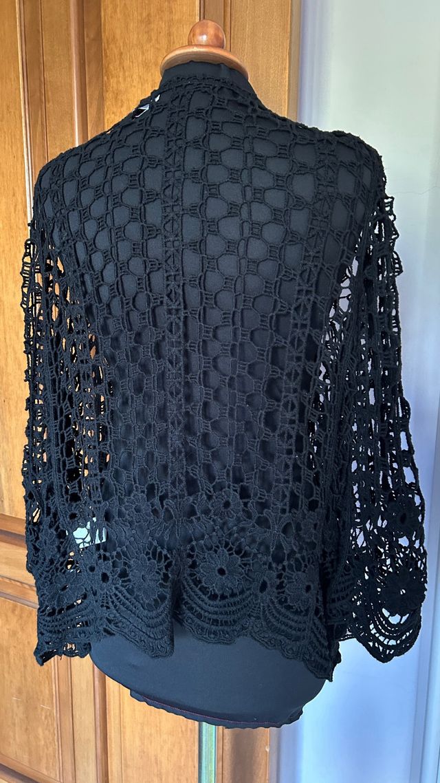 Cardigan uncinetto traforato nero TG unica