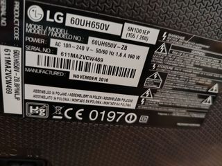 Televisión LG de 60 pulgadas defectuosa