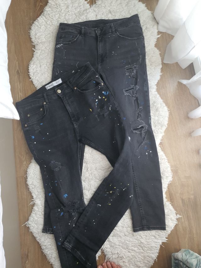 Pantalones Bershka negros rotos talla 40