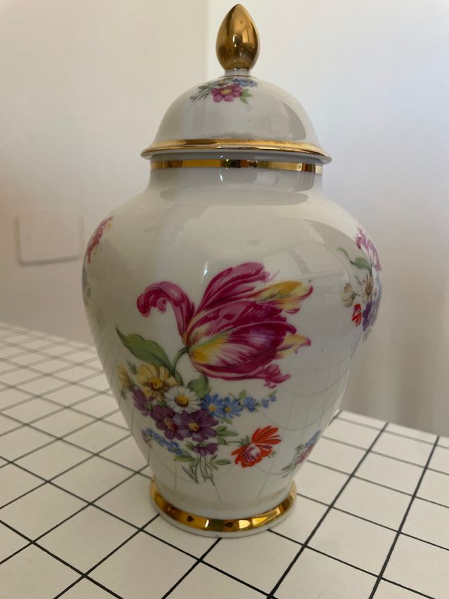 Vaso Potiche Porcellana Bavaria Floreale