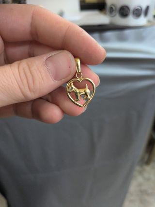 Colgante Corazón Perro Oro