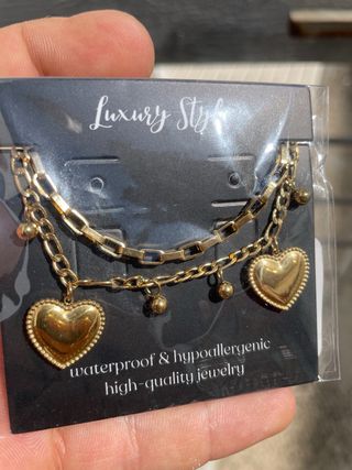 Pulsera Corazones Pequeños Baño Oro