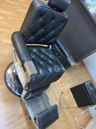 2 sillas de barbero negra cromadas muy elegantes